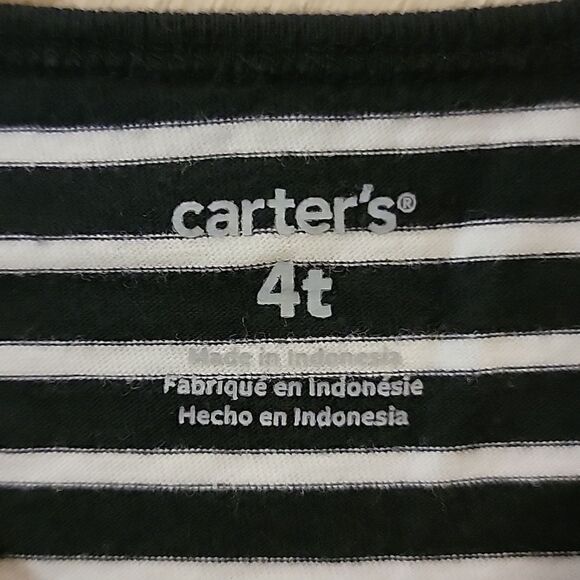 CARTER'S BLACK AND WHITE STRIPED "GIRLS ARE THE FUTURE" LONG-SLEEVE DRESS, SZ 4T - Picture 3 of 5